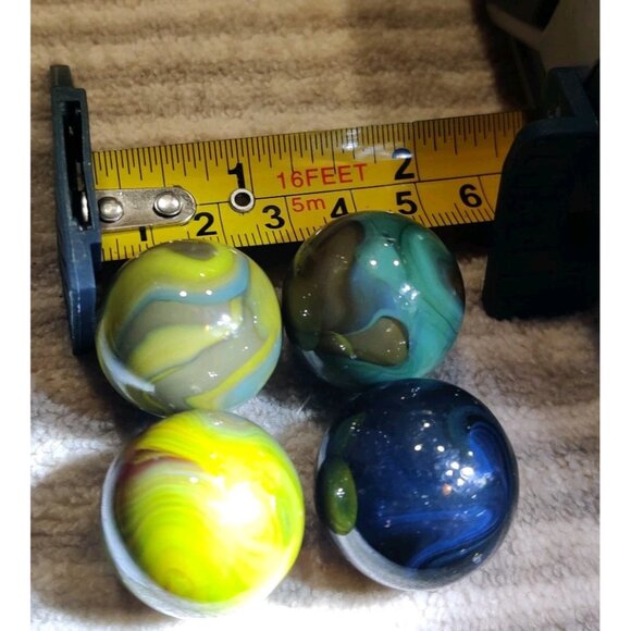 Lot of 4 Vintage Large 1" Swirl Glass Agate Marbles - Picture 4 of 10